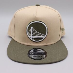 New Era Golden State Warriors 9FIFTY Snapback Hat Tan Green Color Pack Two Tone
